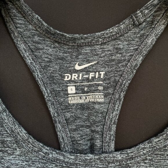 Nike Women’s Small Dri-Fit Tank Top Gray Heather Fitness Gym Stretch Logo - Picture 3 of 6